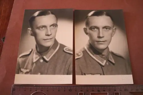 zwei tolle alte Fotos - Portrait eines Soldaten - Ort ?