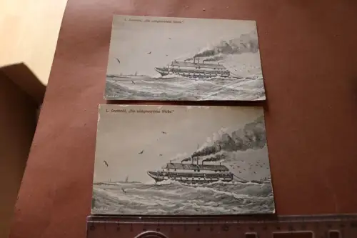 zwei alte Künstlerkarten L. Arenhold - Wildgewordene Niobe 