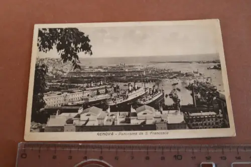 tolle alte Karte- Genova Panorama de S. Francesco  Hafen Schiffe - 20-30er Jahr 