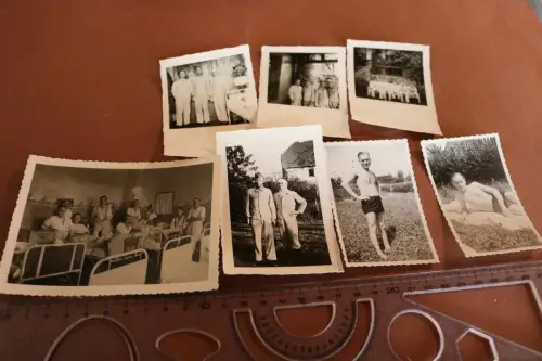 sieben alte Fotos - Soldaten im Lazarett - Thale ???  40er Jahre ?