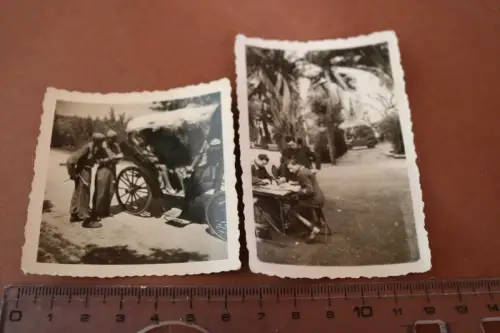 zwei tolle alte Fotos - Soldaten Luftwaffe mit MP - Strassenkontrolle - Frascati