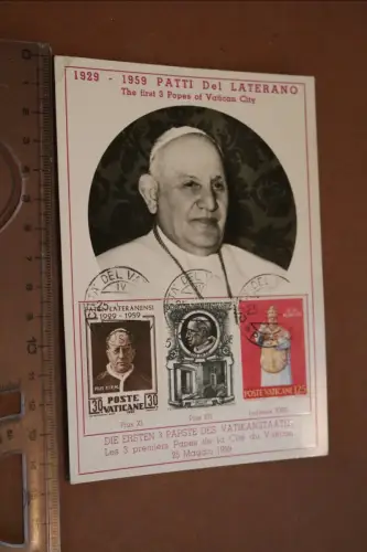 alte  Ganzsache Postkarte  aus dem Vatikan - die ersten drei Päpste 1959