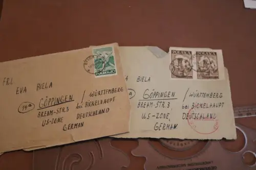 zwei alte Umschläge - aus Polen - Polska Briefmarken 1947