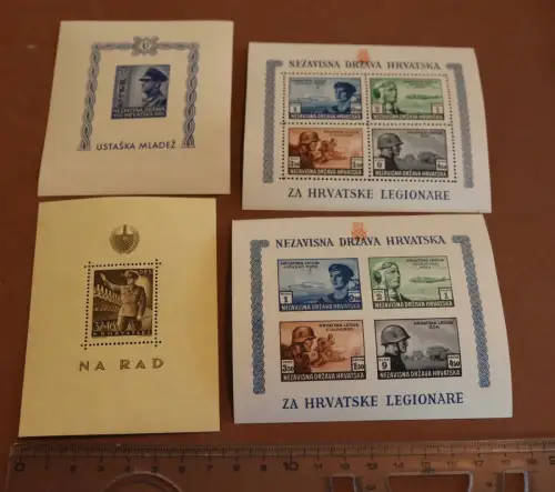 vier Briefmarkenblöcke Kroatien - 40er Jahre - postfrisch 