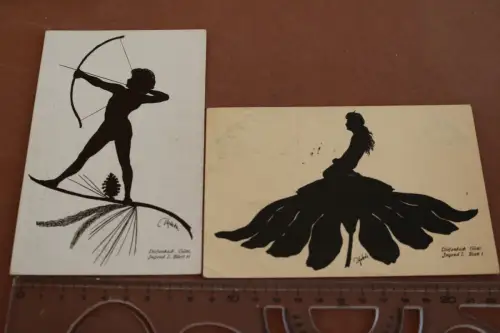 zwei tolle alte Künstlerkarten - Silhoutten - Diefenbach  Jugend 1