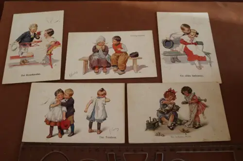 fünf  tolle alte Künstlerkarten - Kindermotive  Karl Feiertag