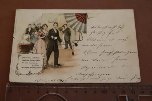 tolle alte Künstlerkarte ?  - Promenieren, kokettieren - Wien 1896 