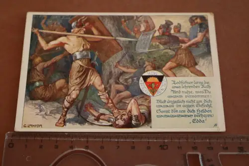 tolle alte Künstlerkarte  Krieger Spruch Edda - Deutscher Schulverein 1910-1919