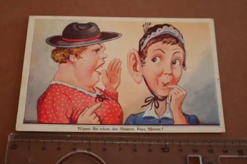 tolle alte Kitschkarte - Karikatur - Wissen Sie schon das Neuste, Frau Meiern 19