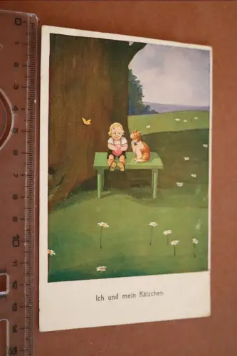 tolle alte Künstlerkarte Ich und mein Kätzchen 1925