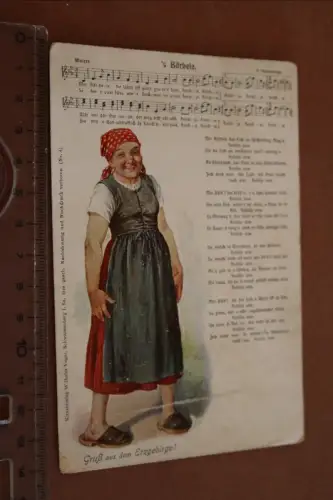 tolle alte Liedkarte Erzgebirge - Bärbele 