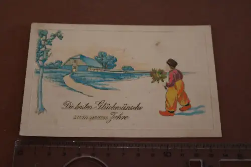 tolle alte Künstlerkarte Neujahr Glückwünsche - Norddeutschland 1900-1910