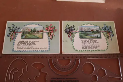 zwei tolle alte Spruchkarten - Heimat und Deutsche Worte hör ich wieder  1917