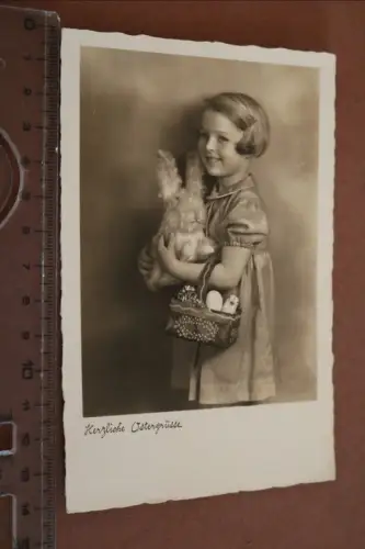 tolle alte Fotokarte - Mädchen mit Stoffhase - Ostergrüße 1939