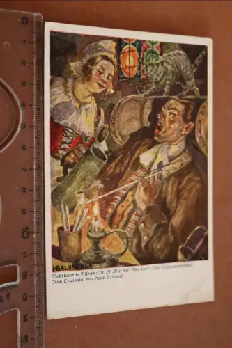 tolle alte Künstlerkarte Wohlfahrtskarte - Volkslieder in Bilder - Bier her! Bie