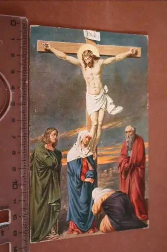 tolle alte Künstlerkarte -religiös  Jesus Christus am Kreuz 1940 Böhmen Mähren