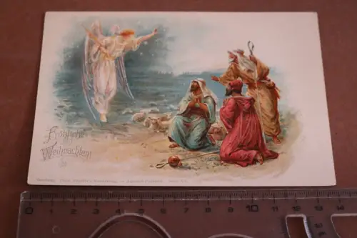 tolle alte Künstlerkarte Engel erscheint arabischen Schafhirten - Weihnachten 