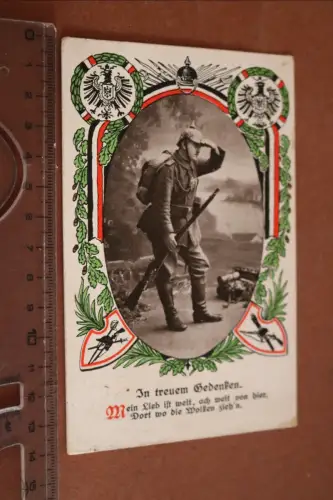 tolle alte Patriotische Karte - Soldat - In treuem Gedenken 1915 Verden 