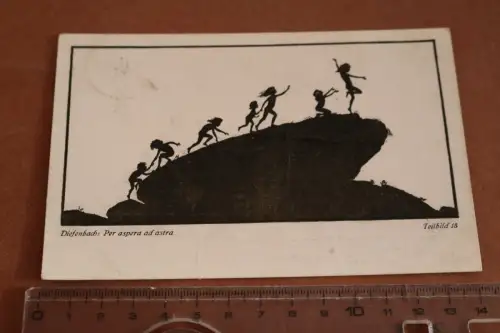 tolle alte Künstlerkarte - Diefenbach Silhouttenkarte - per aspera ad astra 