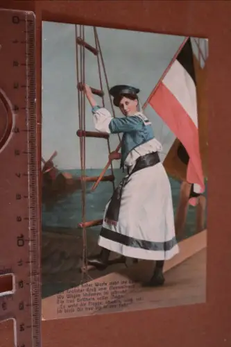 tolle alte Patriotische Karte - Frau mit Fahne  Wilhelmshaven abgestempelt 1910 