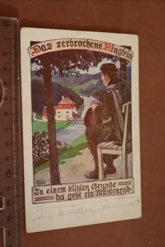 tolle alte Künstlerkarte  Bund der Deutschen in Böhmen - Das zerbrochene Ringlei