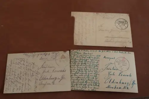drei alte Marine-Postkarten -  2x SMS Baden  1917, 1918 und eine ??