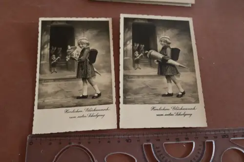 zwei tolle alte Karten - Glückwunsch Einschulung - 20-30er Jahre 