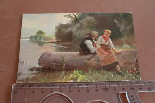 tolle alte Münchener Künstlerkarte  Raupp - Eine Frage 1917