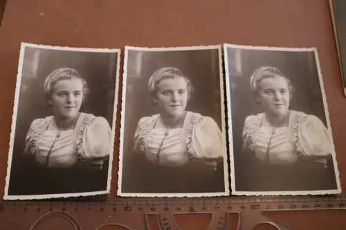 drei tolle alte Fotos Portrait einer hübschen Frau aus Eibenstock - 30-40er Jahr