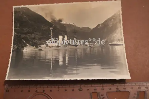 tolles altes großes Foto SMS Hessen ?? Merok, Geiranger Fjord, Norwegen (2)