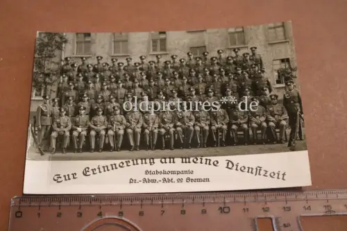 tolles altes Foto Mannschaftsfoto - Stabskomp. Pz.Abw.Abt. 22 Bremen 