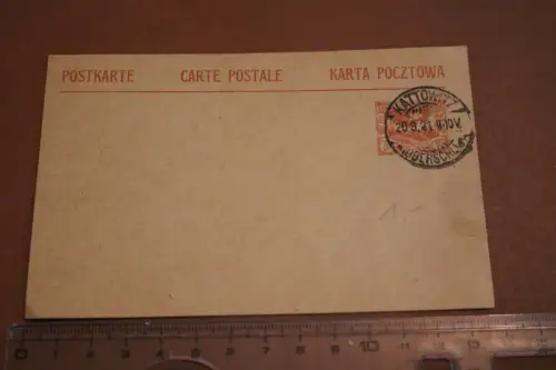 alte Ganzsache - Postkarte - Oberschlesien Haute Silesie 1921