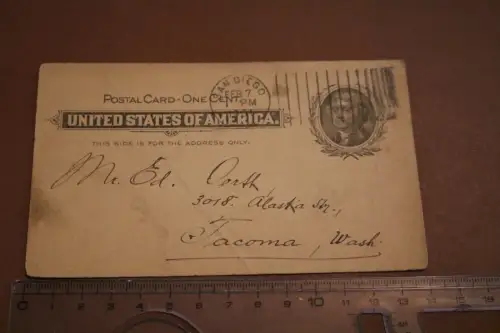 alte Ganzsache - Postkarte - Postal Card One Cent  USA - 1901