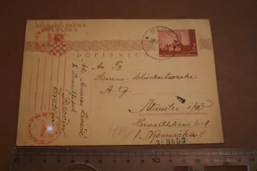 alte Ganzsache - Postkarte - Kroatien  Hrvatska - 1943