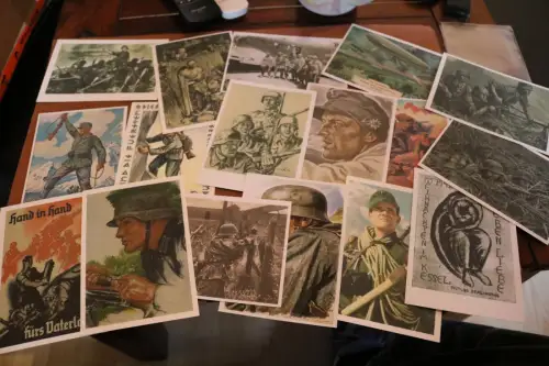 18 Postkarten - neuzeitliche Kopien - Gebirgsjäger und andere 