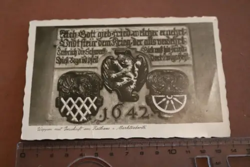 tolle alte Karte- Wappen und Inschrift am Rathaus Marktredwitz 1940