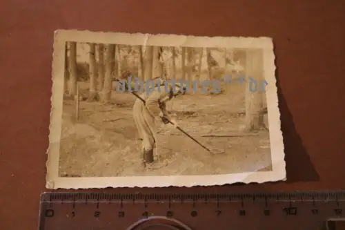 tolles altes seltenes Foto - Soldat mit Minensuchgerät - Metalldetektor 