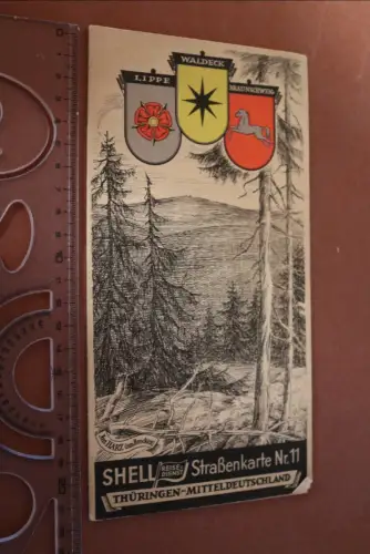 alte Shell Straßenkarte - Nr. 11  - Thüringen Mitteldeutschland 30-40er Jahre 