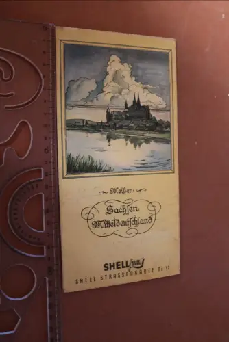 alte Shell Straßenkarte - Nr. 12  - Sachsen Mitteldeutschland 30-40er Jahre (2) 