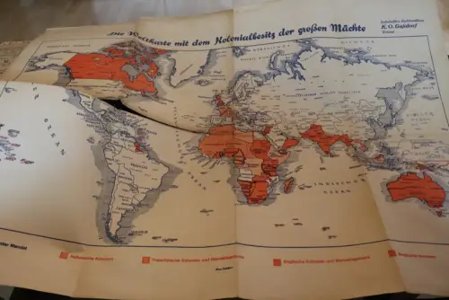 alte Landkarte - Die Weltkarte mit den Kolonien  1941 - K.O. Gaßdorf -  1940 