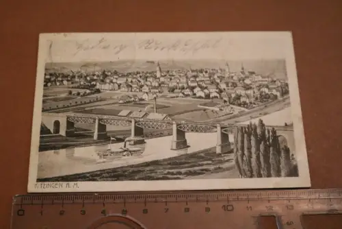 tolle alte Karte - Ansicht Kitzingen mit Eisenbahnbrücke ?1921