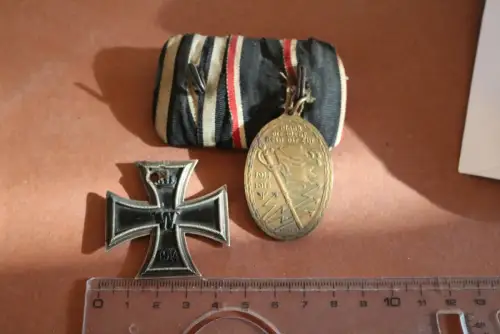 tolle alte Bandspange EK II und Kyffhäuser Gedenkmmedaille  WK I