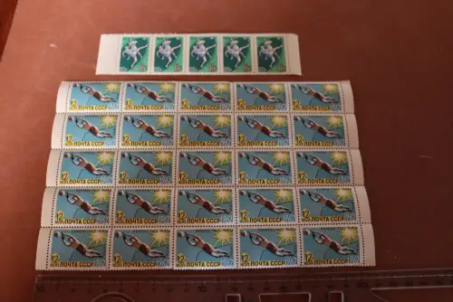 Briefmarken  Russland 1962 u 1963 Fussballmotive - Bogenteil 