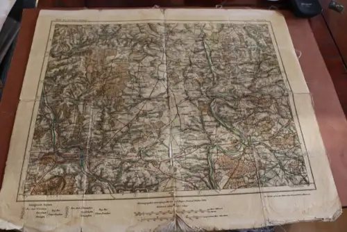 alte Landkarte  Königreich Bayern - Würzburg 530   von 1886 auf Leinen 