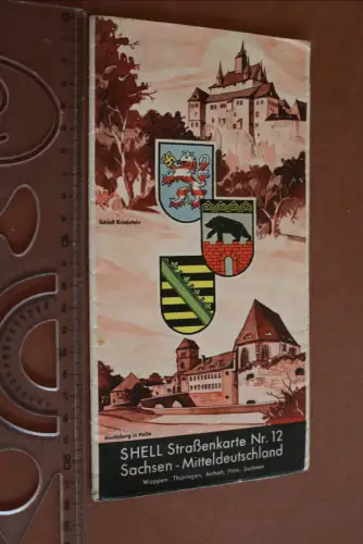 alte Shell Straßenkarte - Nr. 12  - Sachsen Mitteldeutschland 30-40er Jahre 