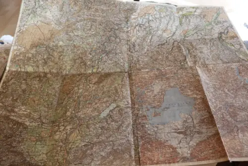 alte zusammengefügte Landkarte der Polizei München - 630,640,652 u. 653 Chiemsee