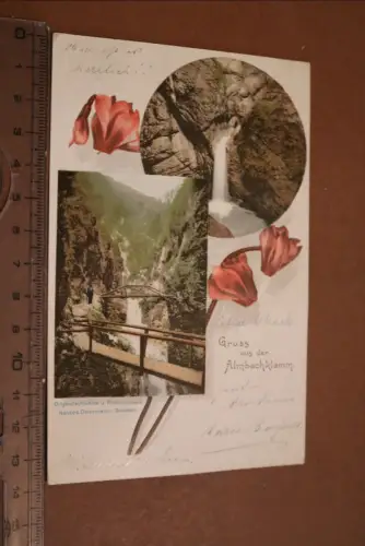 tolle alte Karte -Gruss aus der Almbachklamm 1902
