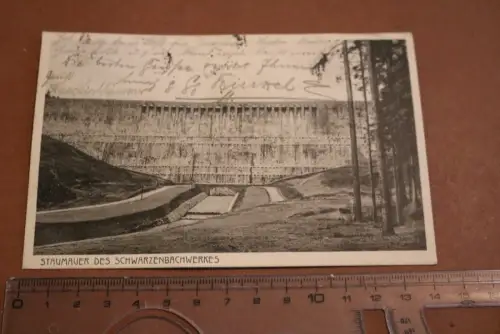 tolle alte Karte - Staumauer des Schwarzenbachwerkes 1927