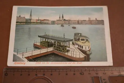 tolle alte Karte - Hamburg Anlegestelle Aussenalster  Lombardsbrücke 1900-1920 
