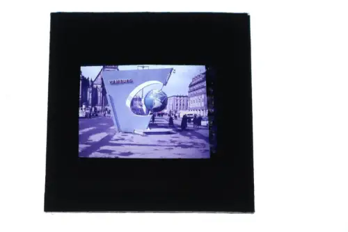 tolles altes Glasdia - Farbdia  Stadt Hamburg - Weltkugel - 50-60er Jahre 